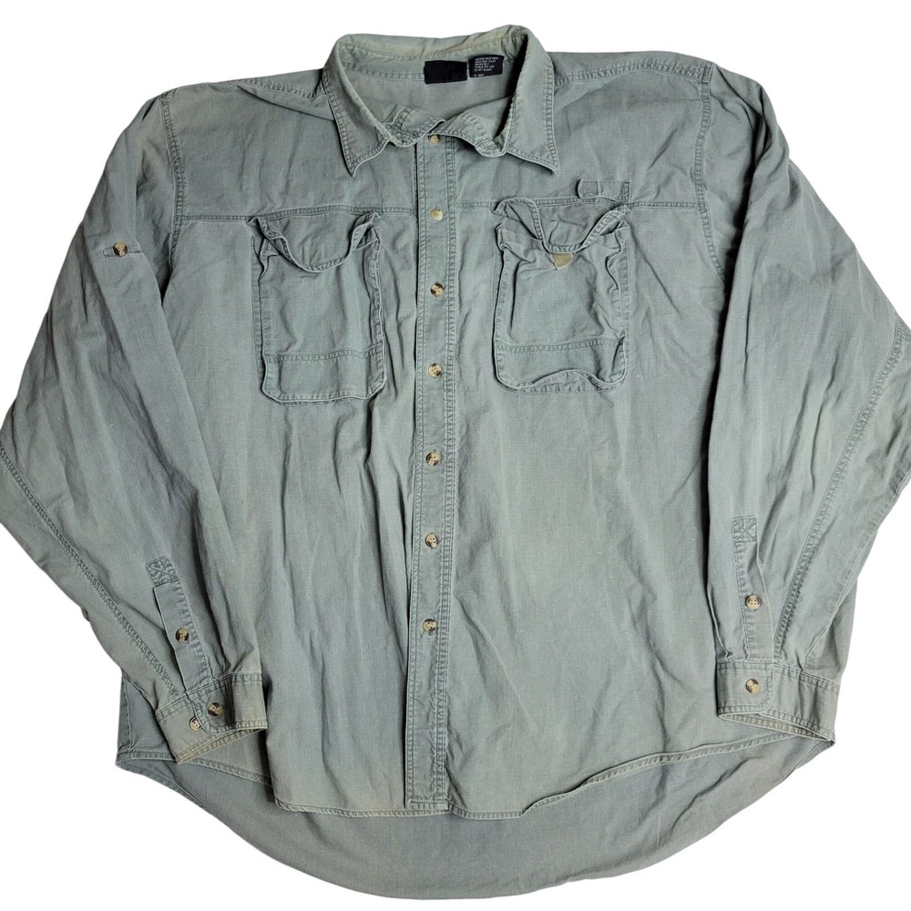 White Sierra‎ Men's XXL Long Sleeve Shirt 100% Cotton Light Green Outdoor Wear